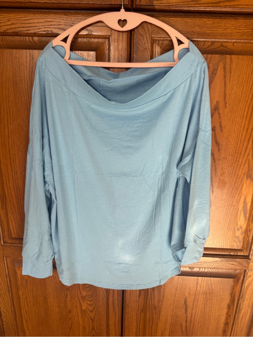 Light Blue Women's Boatneck Long Sleeve Top